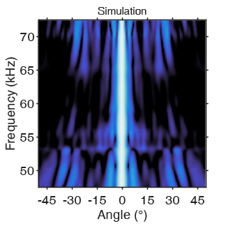 Simulated acoustic beam pattern showing directivity
