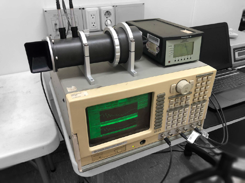 Impedance tube experimental setup photograph