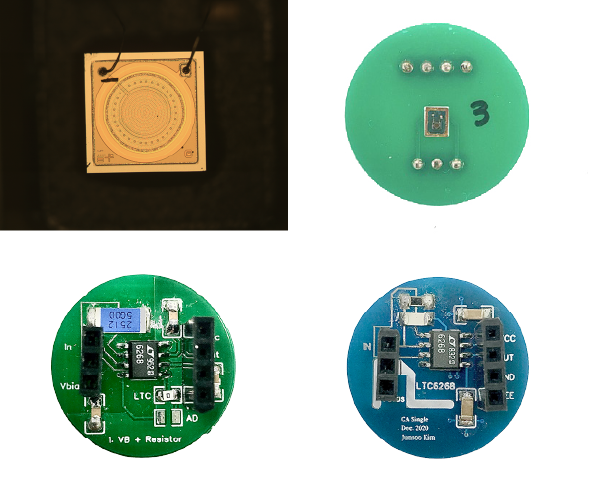 Custom-designed MEMS microphone analog interface PCB for die characterization