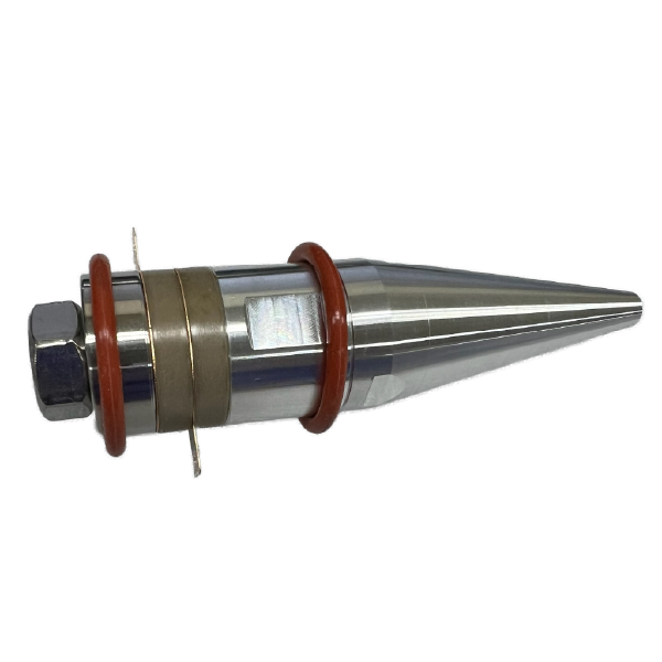 Assembled Langevin transducer with conical horn